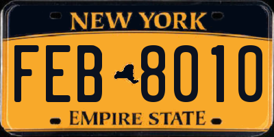 NY license plate FEB8010