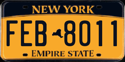 NY license plate FEB8011