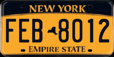 NY license plate FEB8012