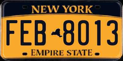 NY license plate FEB8013