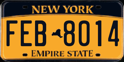 NY license plate FEB8014