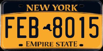 NY license plate FEB8015