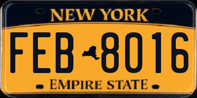 NY license plate FEB8016