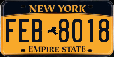 NY license plate FEB8018