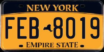 NY license plate FEB8019