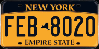NY license plate FEB8020