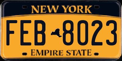 NY license plate FEB8023
