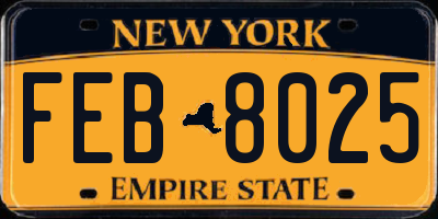 NY license plate FEB8025