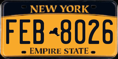 NY license plate FEB8026