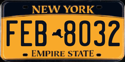 NY license plate FEB8032