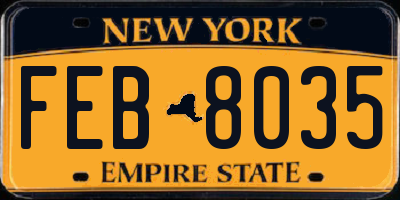 NY license plate FEB8035