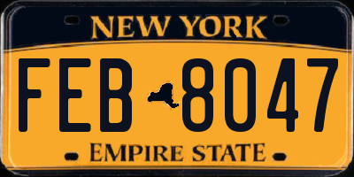 NY license plate FEB8047
