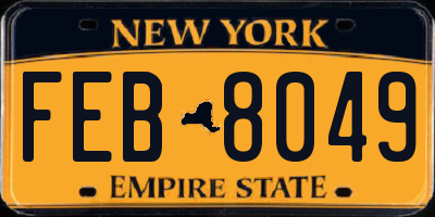 NY license plate FEB8049