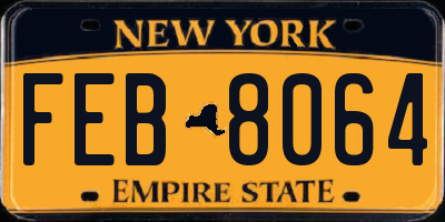 NY license plate FEB8064