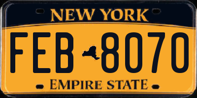 NY license plate FEB8070