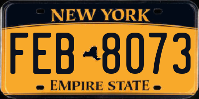NY license plate FEB8073