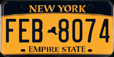 NY license plate FEB8074