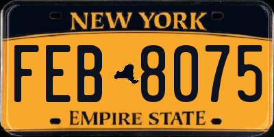 NY license plate FEB8075