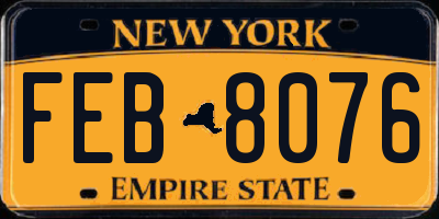 NY license plate FEB8076