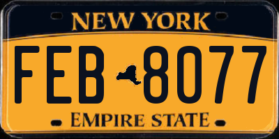NY license plate FEB8077