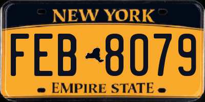 NY license plate FEB8079