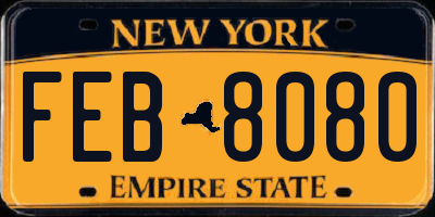 NY license plate FEB8080
