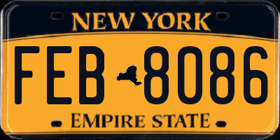 NY license plate FEB8086