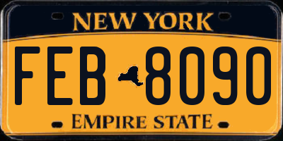 NY license plate FEB8090