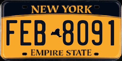 NY license plate FEB8091