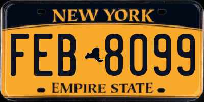NY license plate FEB8099