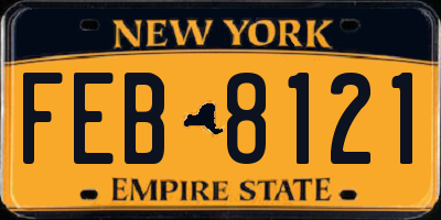 NY license plate FEB8121