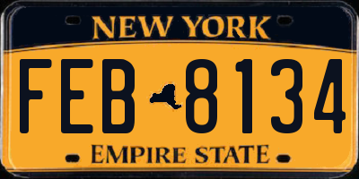 NY license plate FEB8134