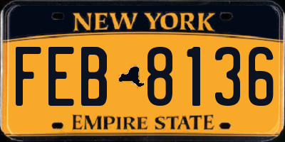 NY license plate FEB8136