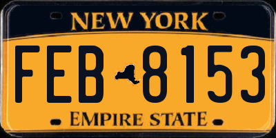 NY license plate FEB8153
