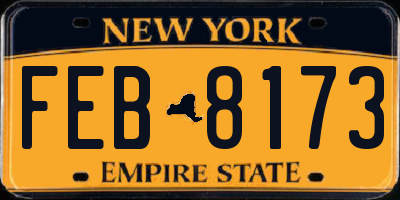 NY license plate FEB8173