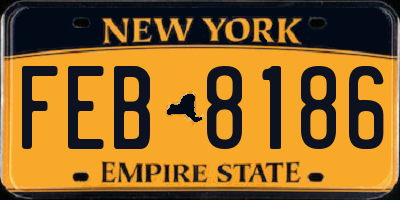 NY license plate FEB8186