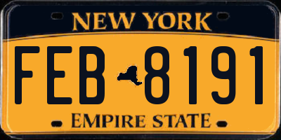NY license plate FEB8191