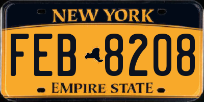 NY license plate FEB8208