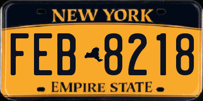 NY license plate FEB8218