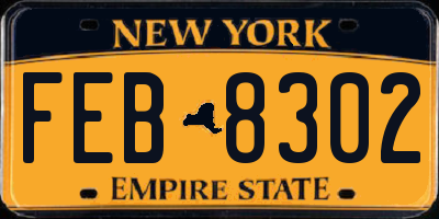 NY license plate FEB8302