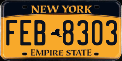NY license plate FEB8303