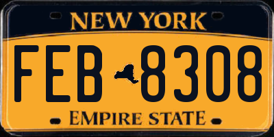 NY license plate FEB8308