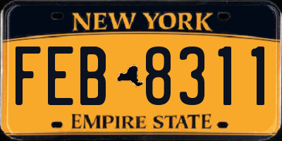 NY license plate FEB8311