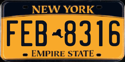 NY license plate FEB8316