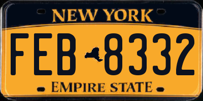 NY license plate FEB8332