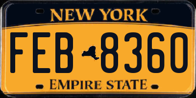 NY license plate FEB8360