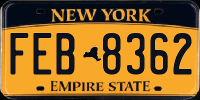 NY license plate FEB8362