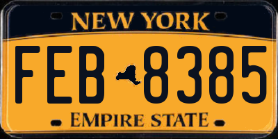 NY license plate FEB8385