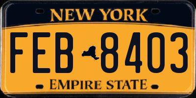 NY license plate FEB8403