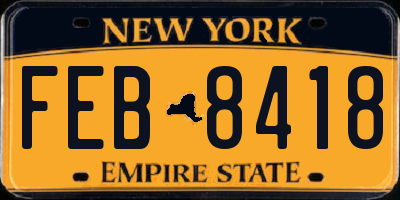 NY license plate FEB8418